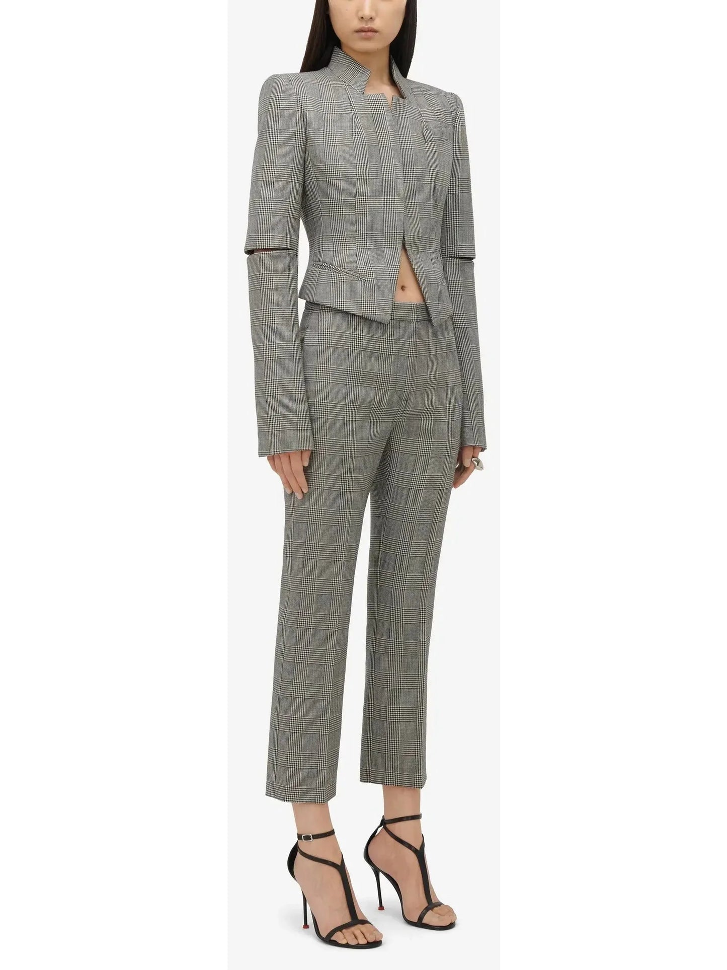 Prince of Wales Slashed Fitted Jacket and Trouser Set - Suits & Sets