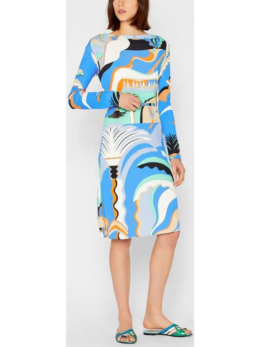 Printed Abstract Dress in Multicolor - s - Dresses