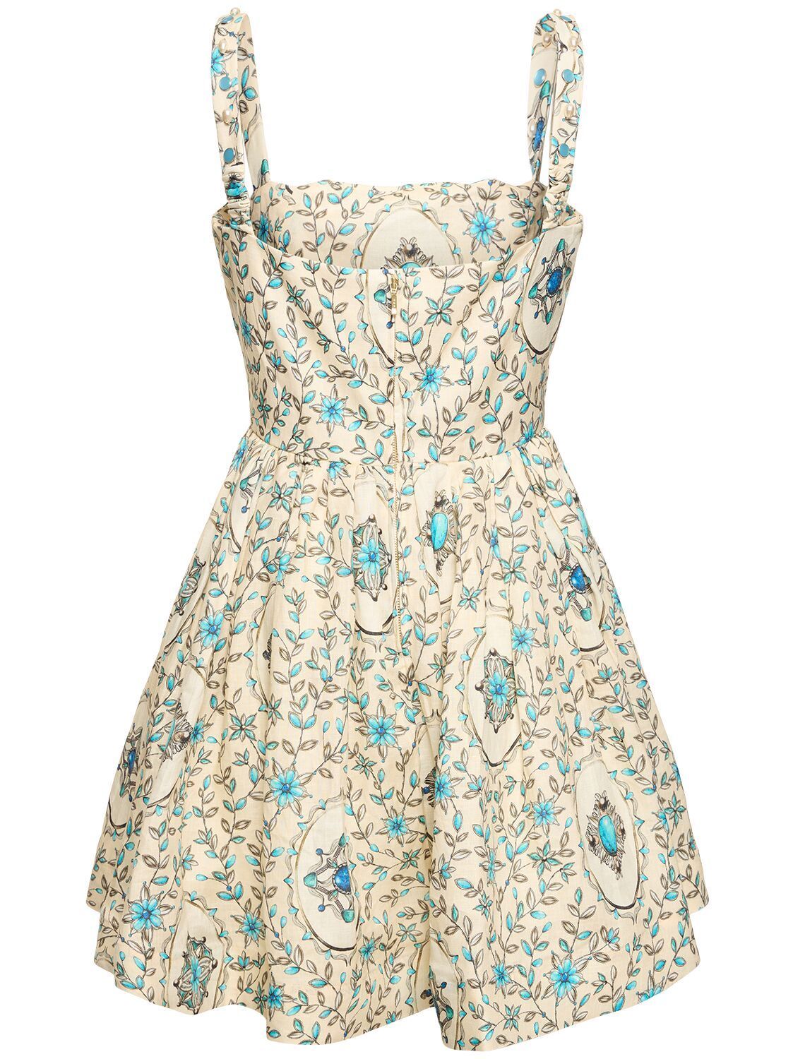 Floral print sundress featuring a stylish Printed Linen Skater Mini Dress design