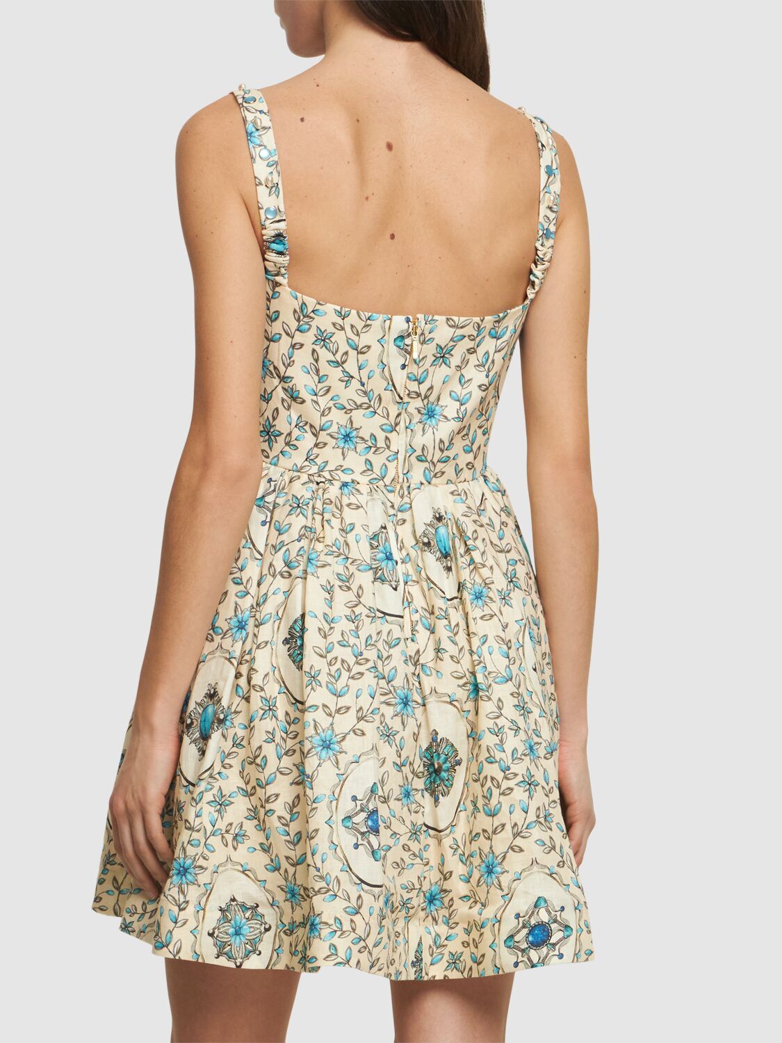 Floral print sundress in a stylish Printed Linen Skater Mini Dress design