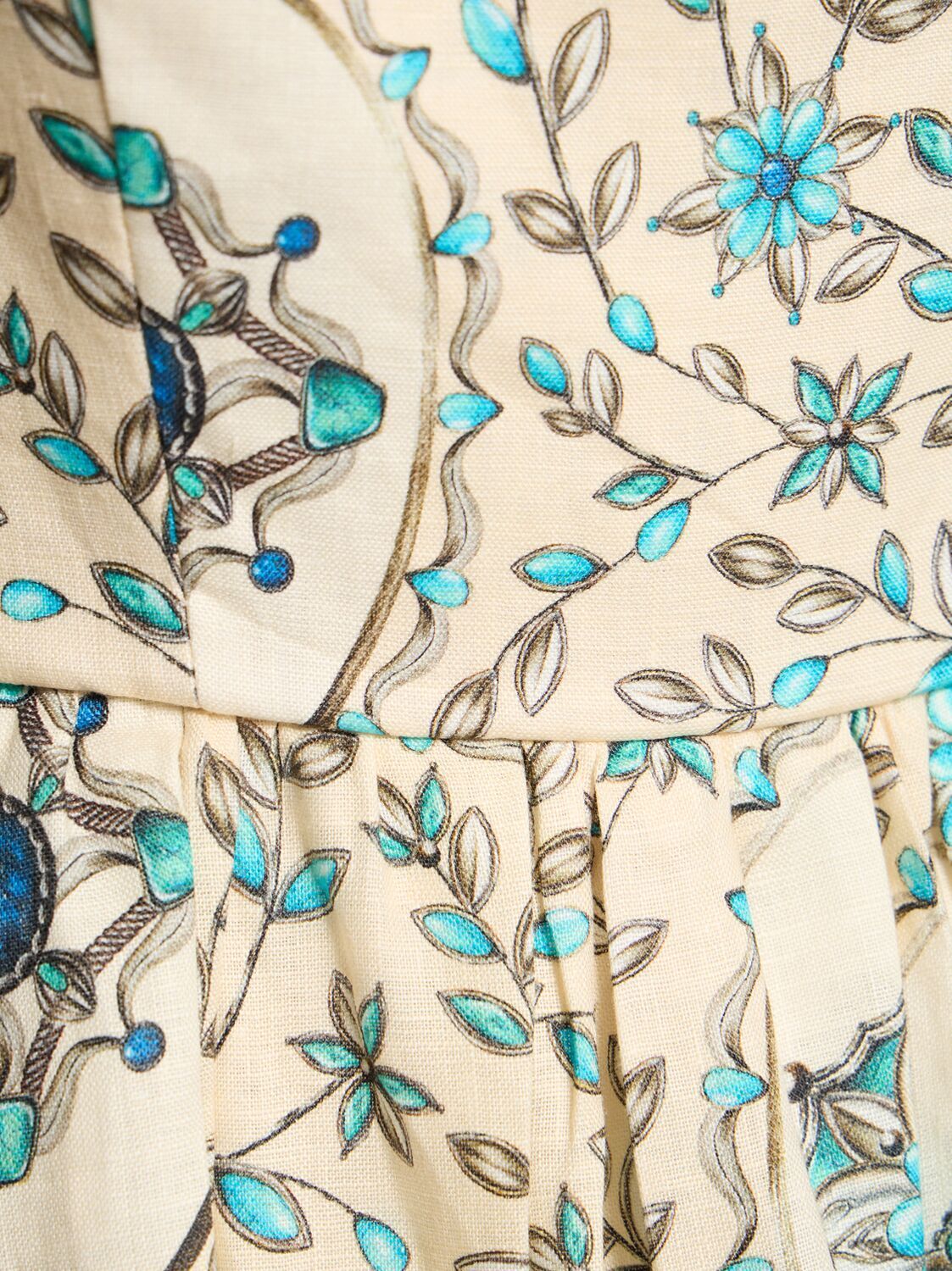 Floral-patterned Printed Linen Skater Mini Dress showcasing a vibrant design