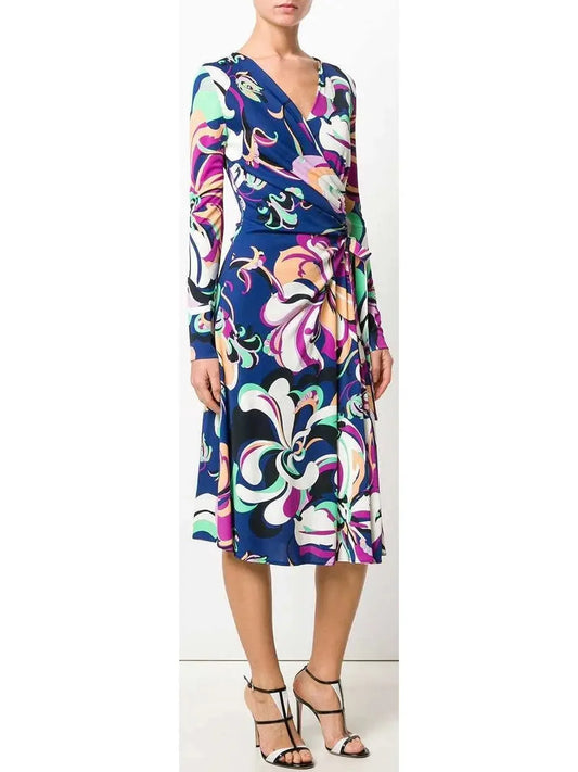 Printed Wrap Dress - Dresses