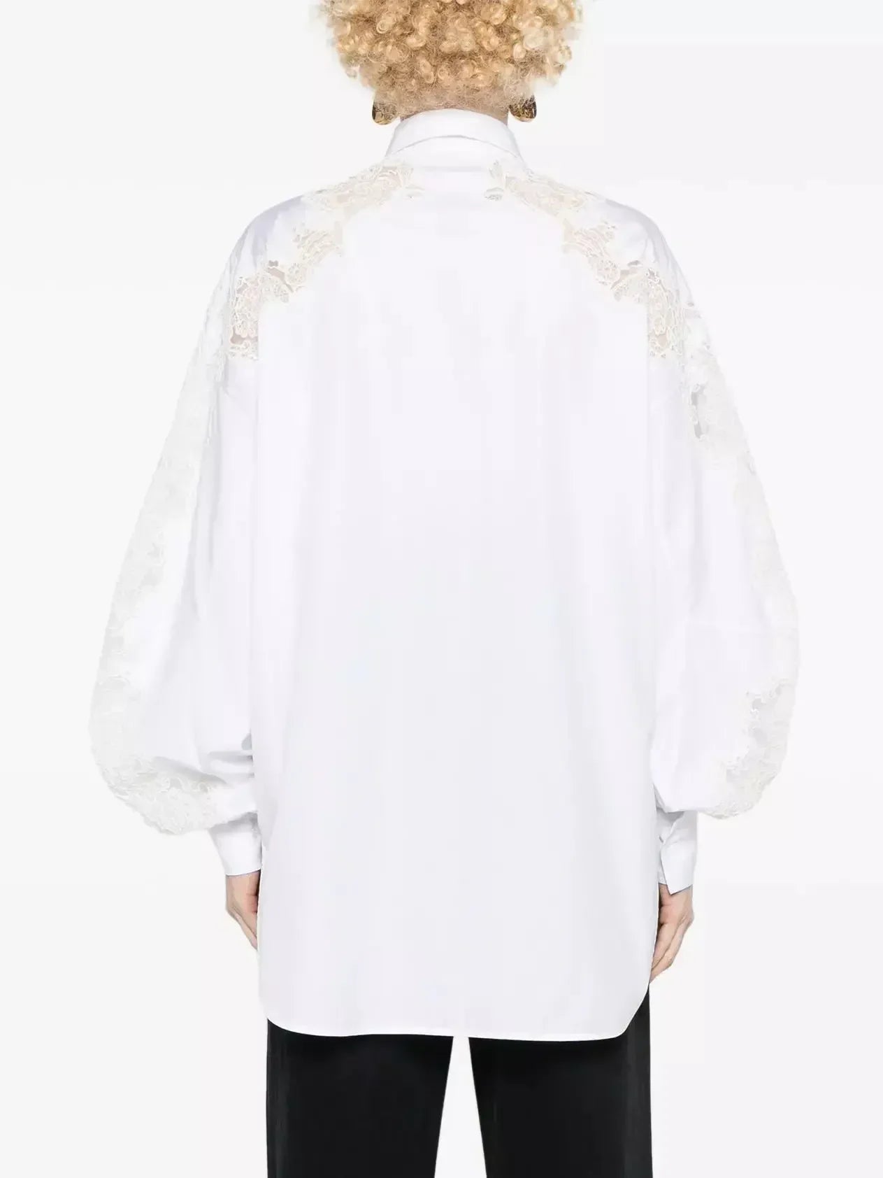 Puff-Sleeve Lace Detailed White Blouse - Tops