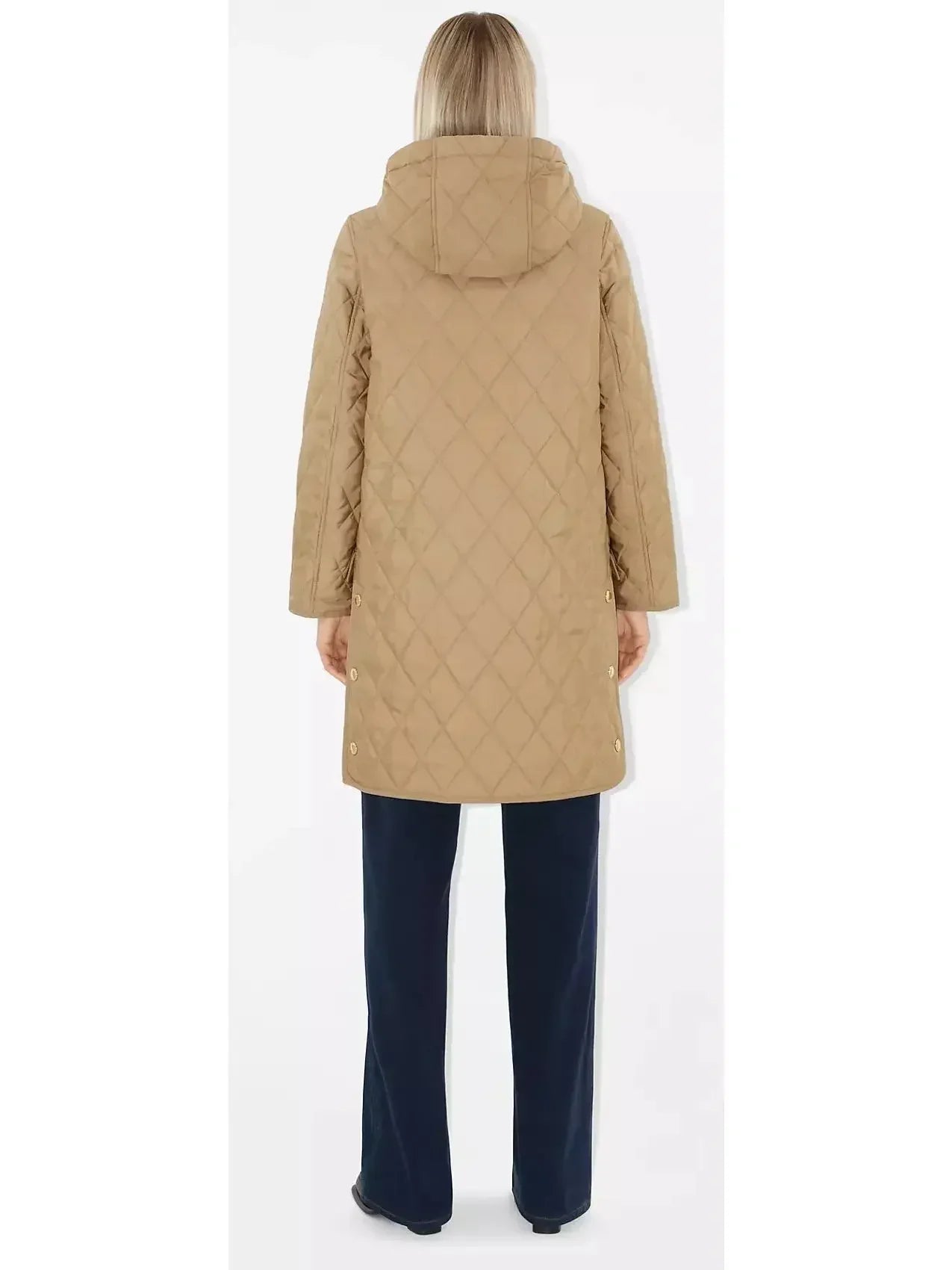 Quilted Hooded Thermoregulated Coat in Beige - Coats