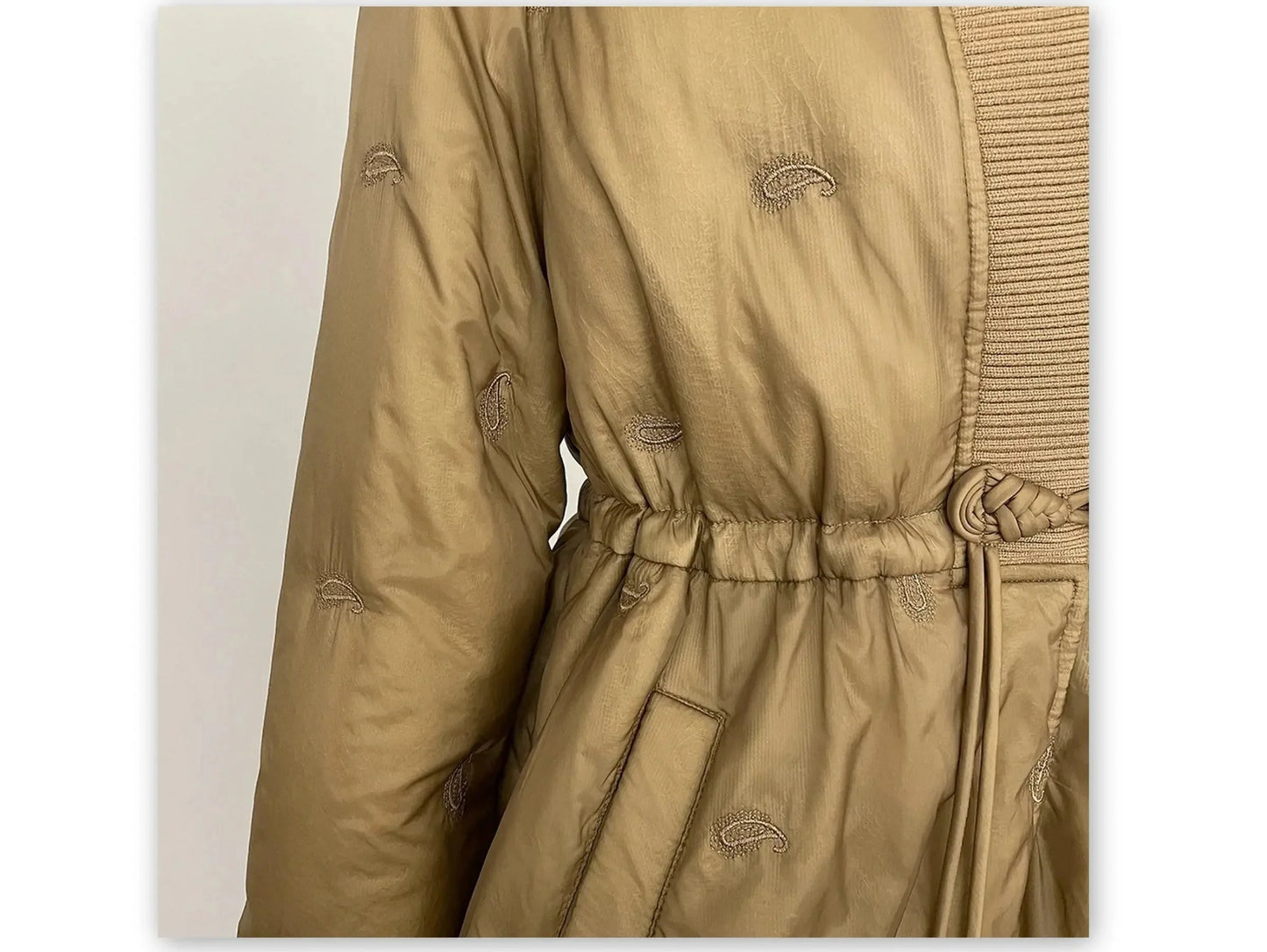 Quilted V-Neck Short Down Coat with Drawstring Waist - Coats