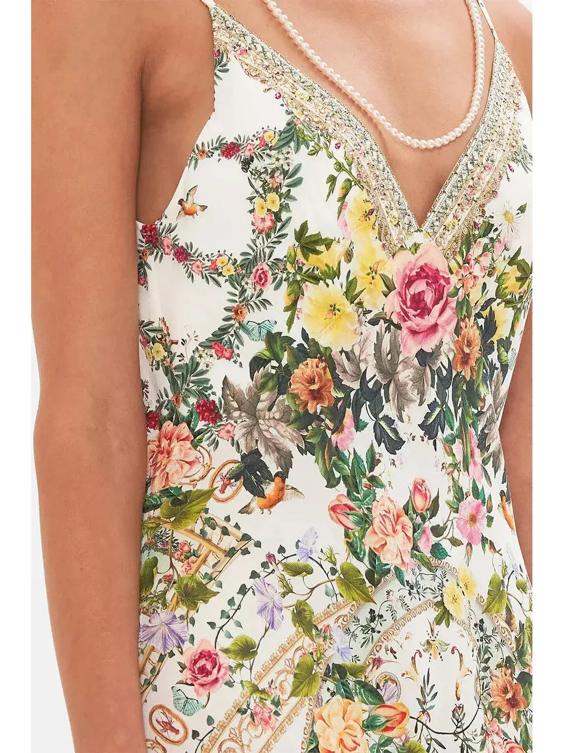 Renaissance Romance V Neck Full Length Bias Slip Dress - Dresses