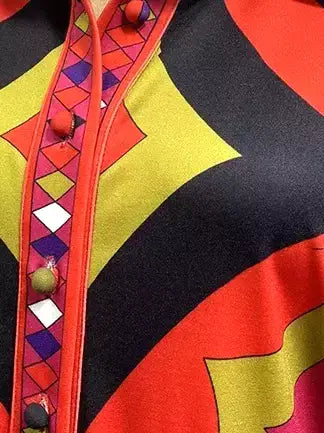 Retro Multicolor Jersey Silk Maxi Dress - Dresses