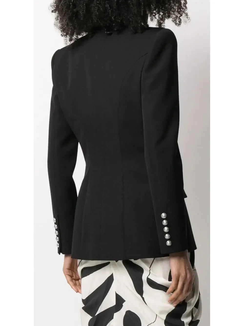 Rhinestone-Embellished Double-Breasted Wool Blazer - Jackets