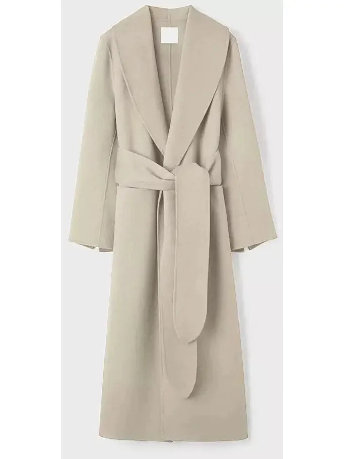 Robe Wrap Coat in Oatmeal Beige - Coats