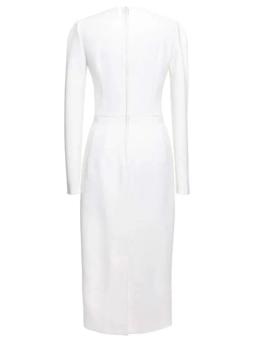 Rose Embellished Dress-White - Dresses