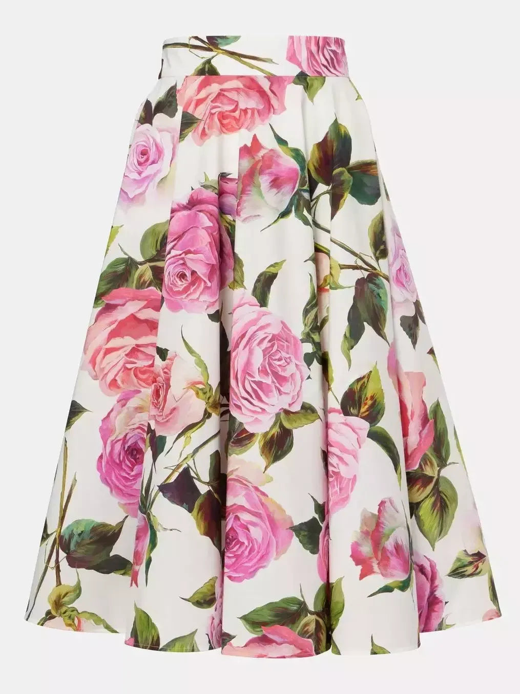 Rose Print Cotton Skirt - Skirts