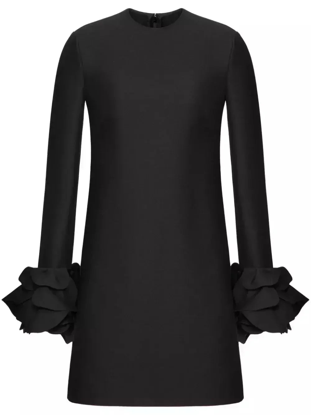 Ruffle-Cuff Shift Mini Dress in Black - Dresses