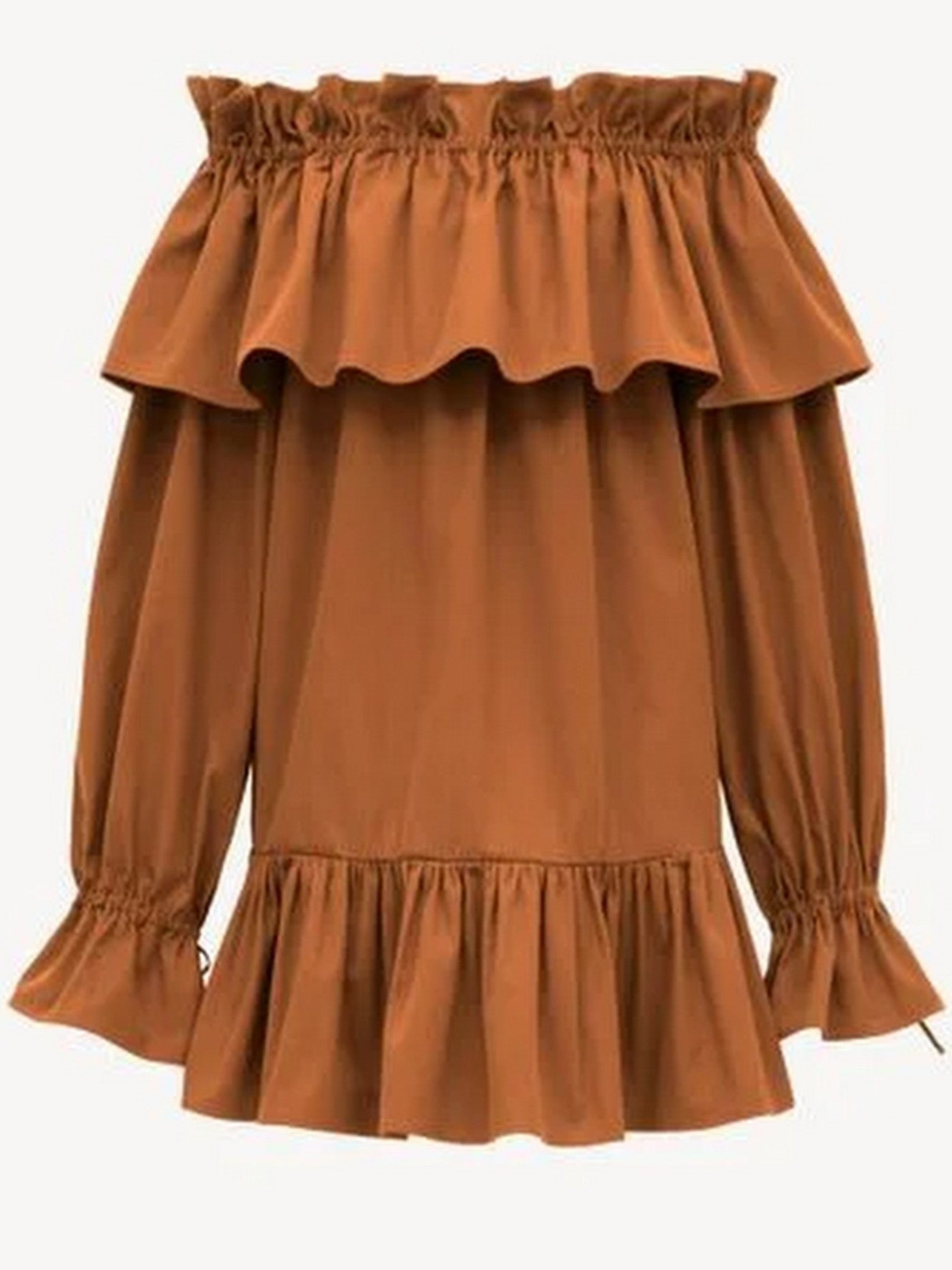 Ruffled Off-Shoulder Cotton Mini Dress - Dresses