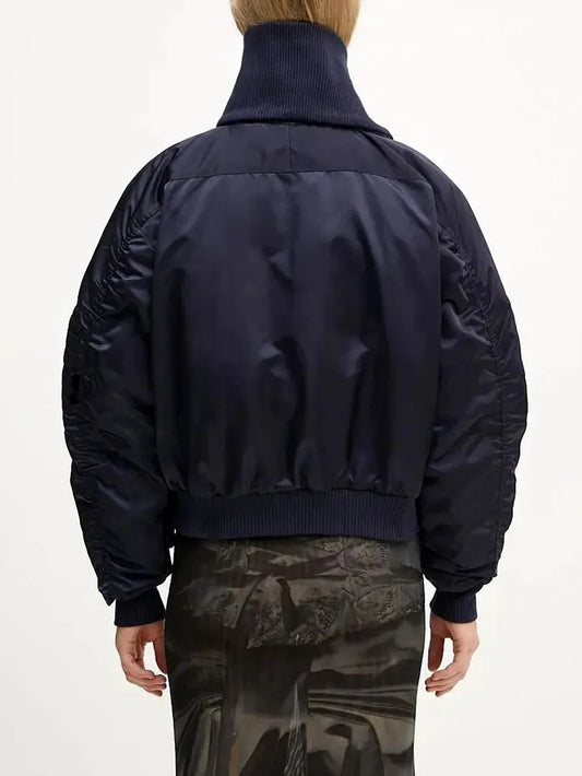 Scarf-Attached Bomber Jacket - Jackets