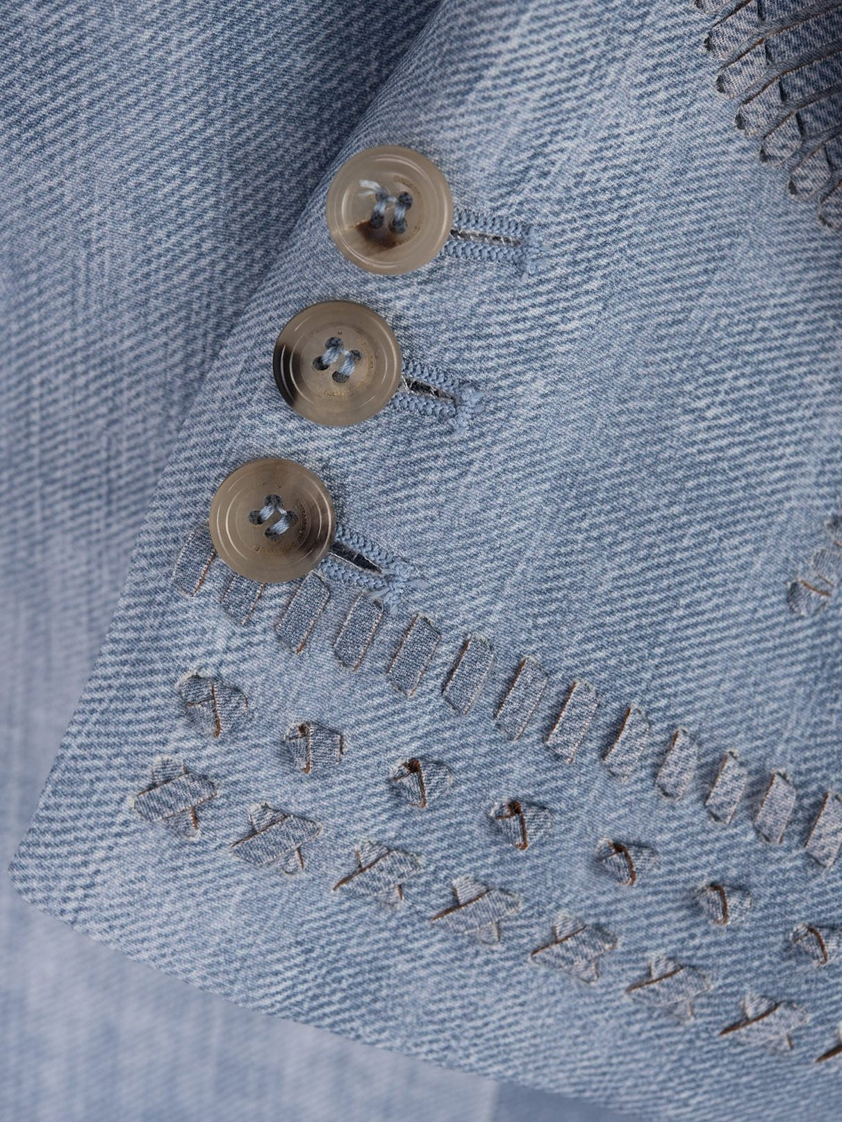 Sculptured Denim Printed Woven Embroidered Blazer - Jackets