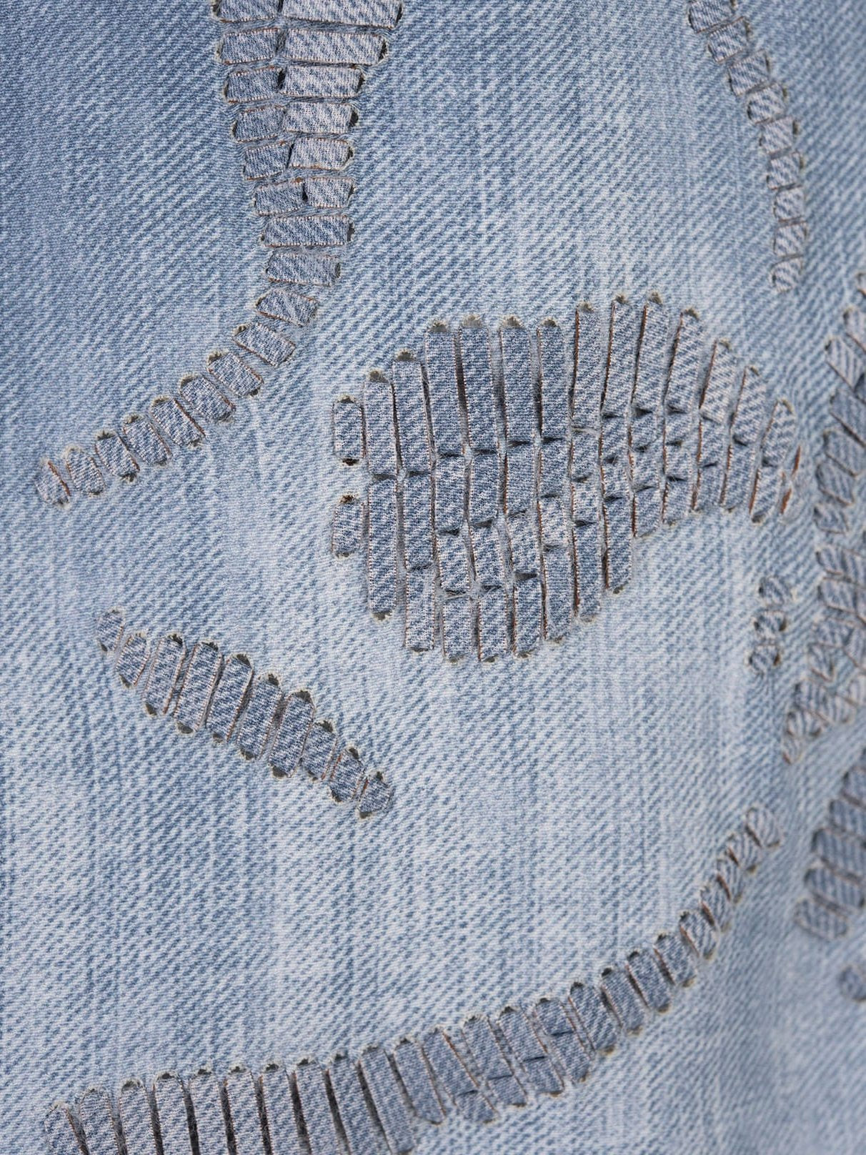 Sculptured Denim Printed Woven Embroidered Blazer - Jackets