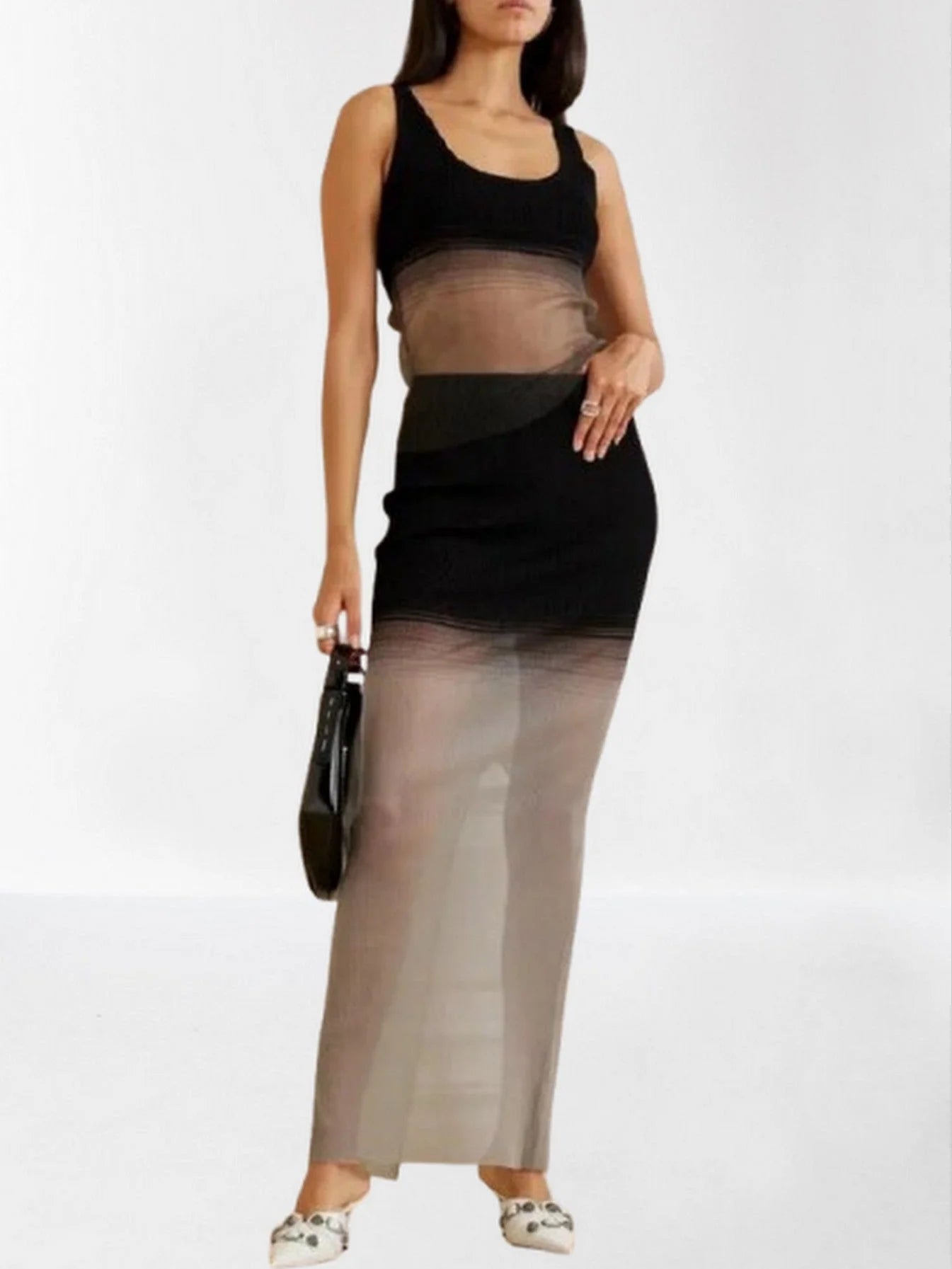 Semi-Sheer Knit Maxi Skirt - Skirts