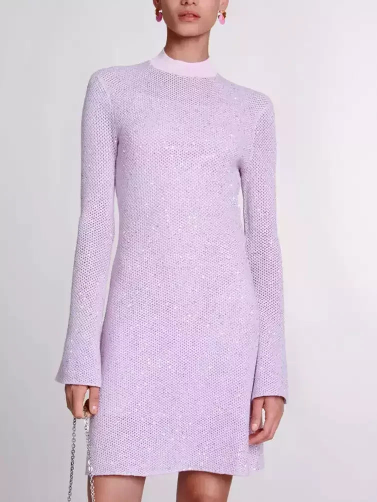 pink sequin knit dress Attitude Knit Sequin Maxi Dress