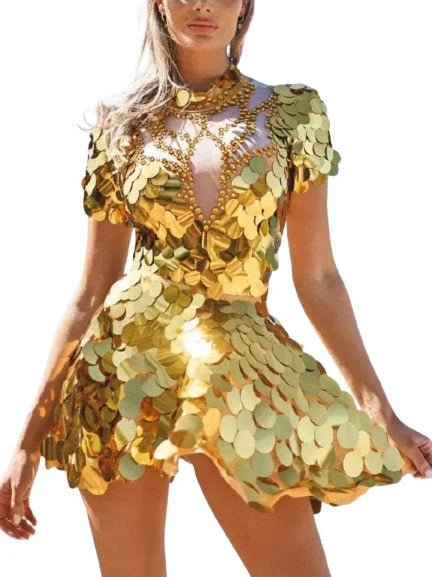 Sequin-Embellished Bodysuit and Skirt Set - Suits & Sets
