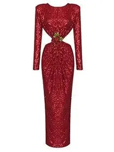 Sequin-Embellished Cutout Gown - Dresses