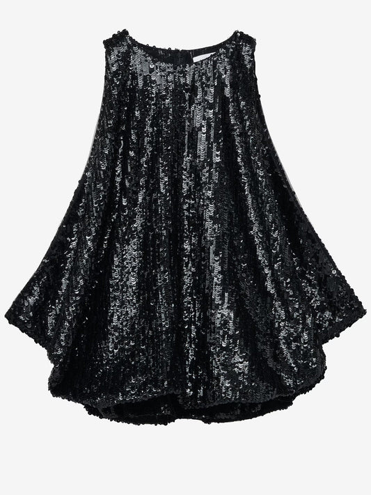 Sequin Embellished Draped Sleeveless Top - Tops