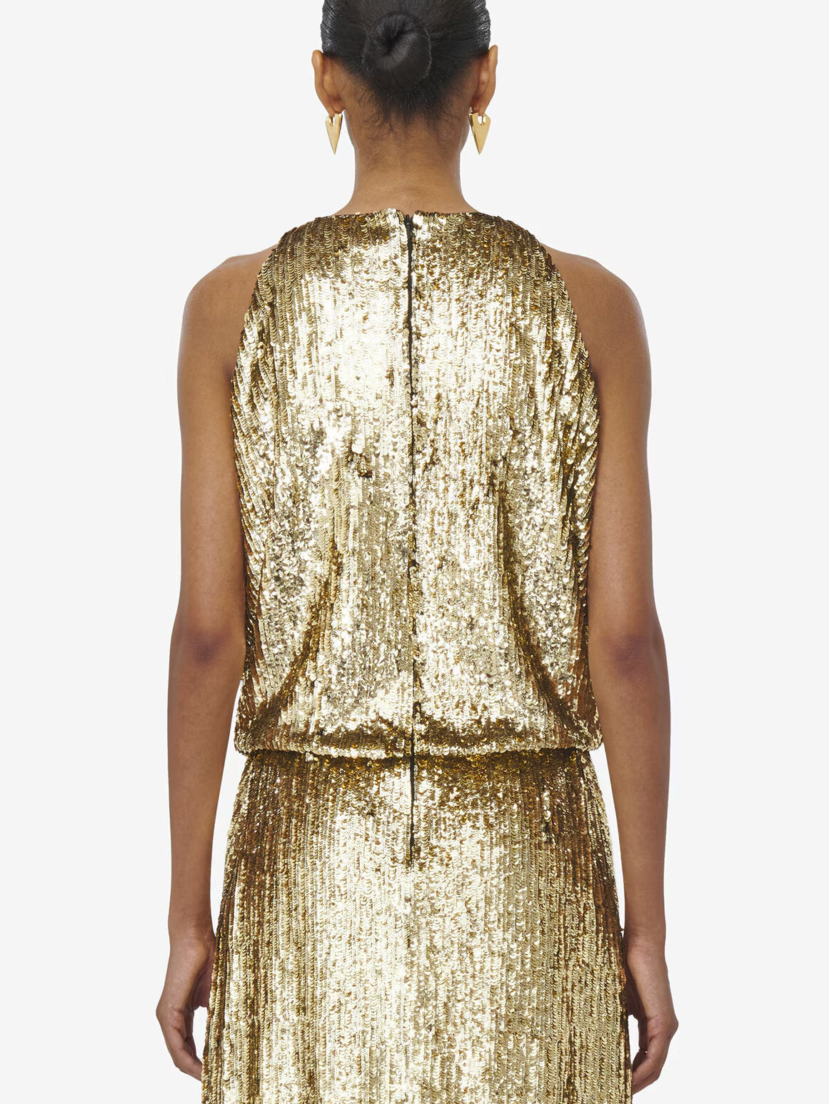 Sequin Embellished Draped Sleeveless Top - Tops