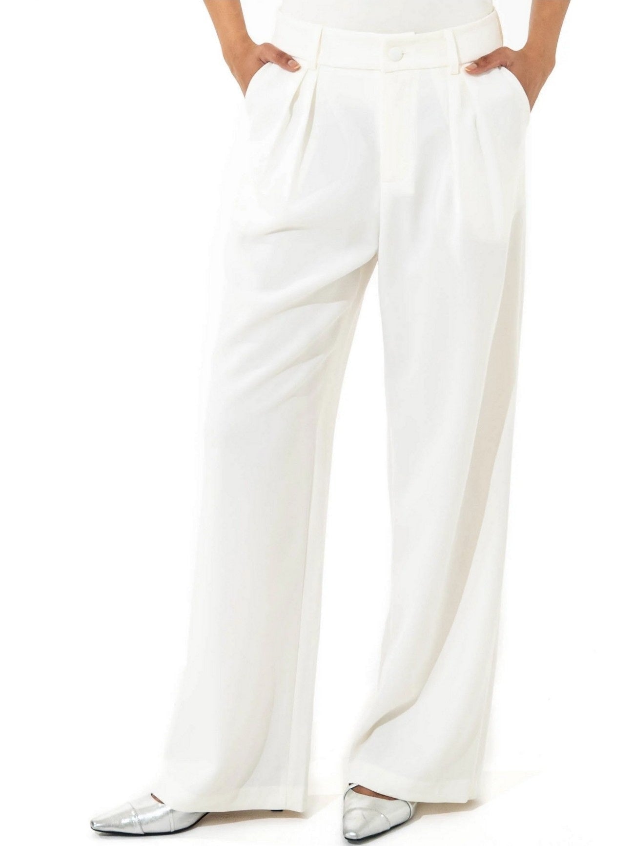 Sequin Embroidered White Blazer and Pant Suit - Suits & Sets