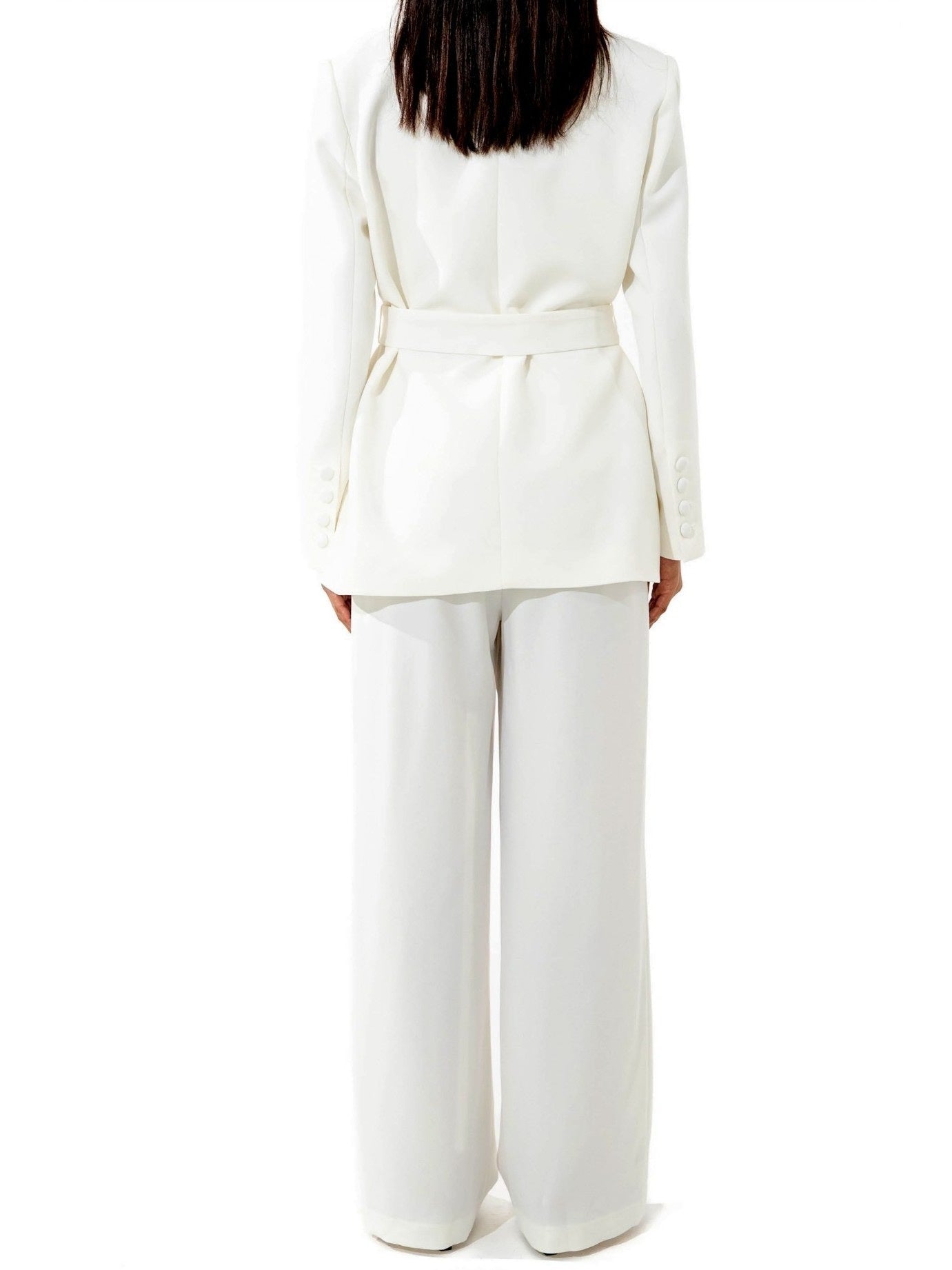 Sequin Embroidered White Blazer and Pant Suit - Suits & Sets