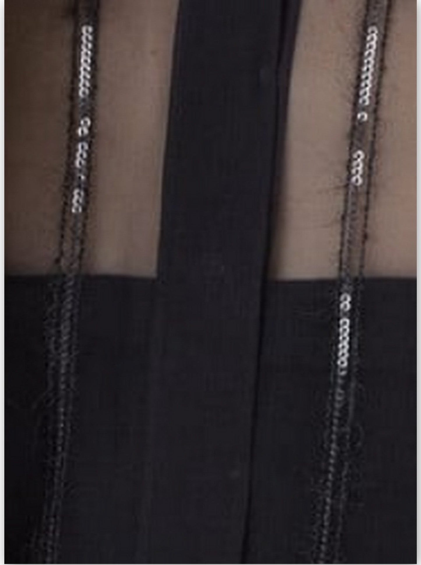 Black sheer button-down shirt as part of the Sequin-Stripe Silk-Blend Semi-Sheer Blouse