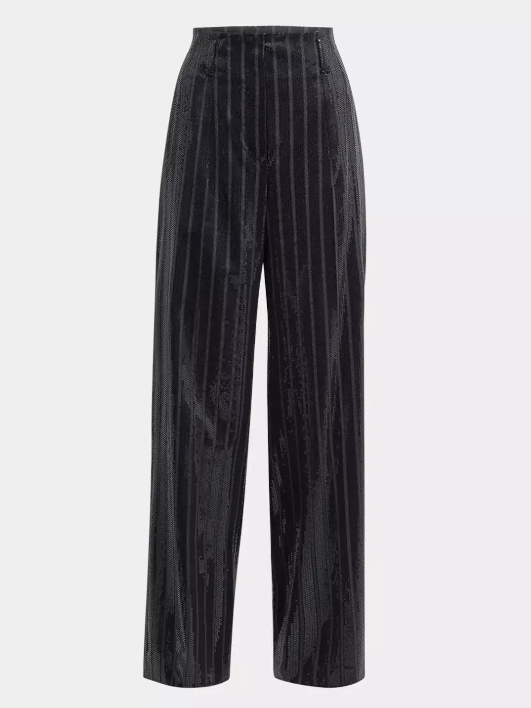 Black sequined striped pants from the Sequin-Stripe Wide-Leg Pants collection