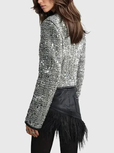 Sequin Zip Up Jacket - Jackets