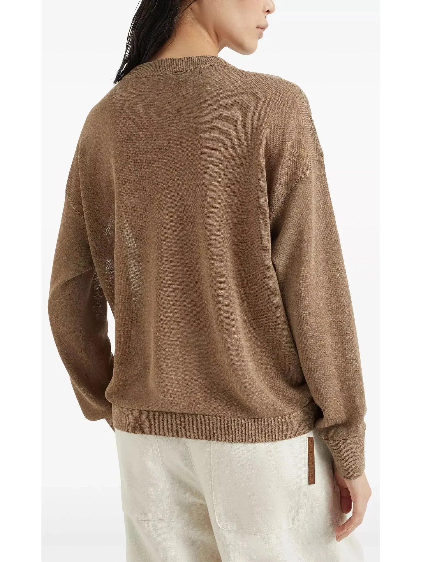 Sequined Wool Cashmere and Silk Sweater in Beige - Sweaters & Knitwear