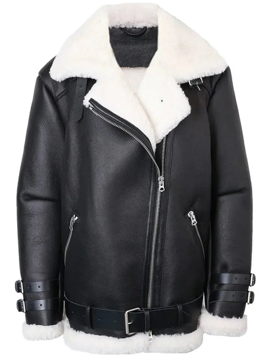 Shearling and Sheepskin Leather Bomber Jacket - Jackets