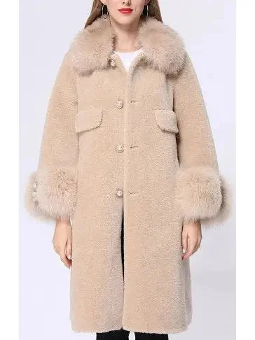 Shearling Fur-Trim Coat - Many Colors - Coats