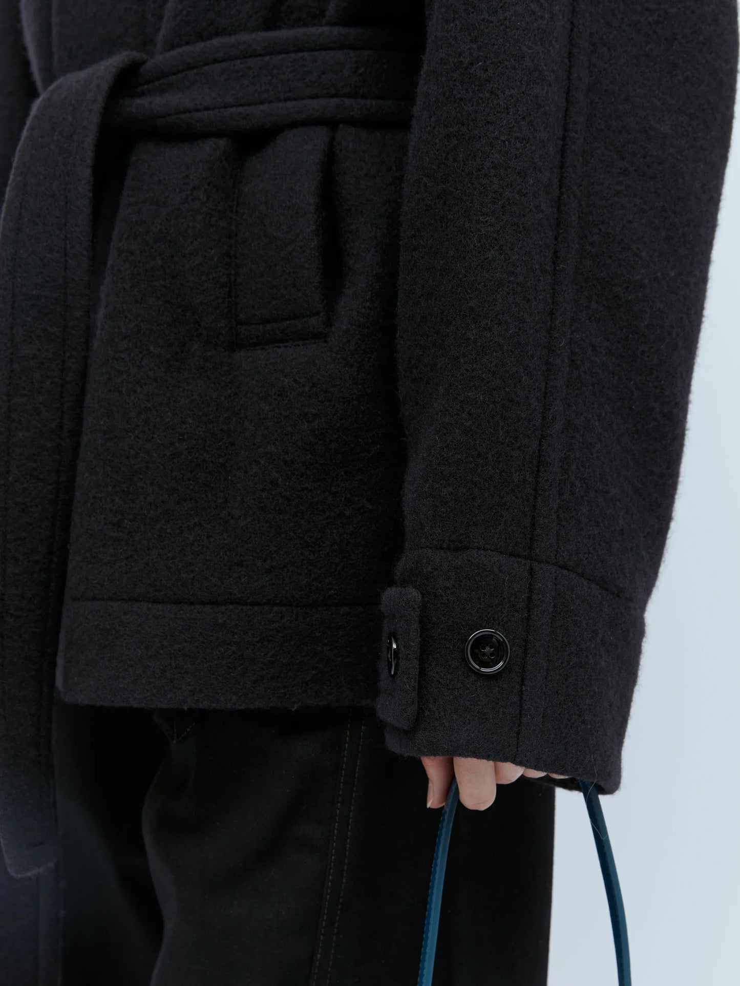 Short Wool Duffle Coat in Black - Coats