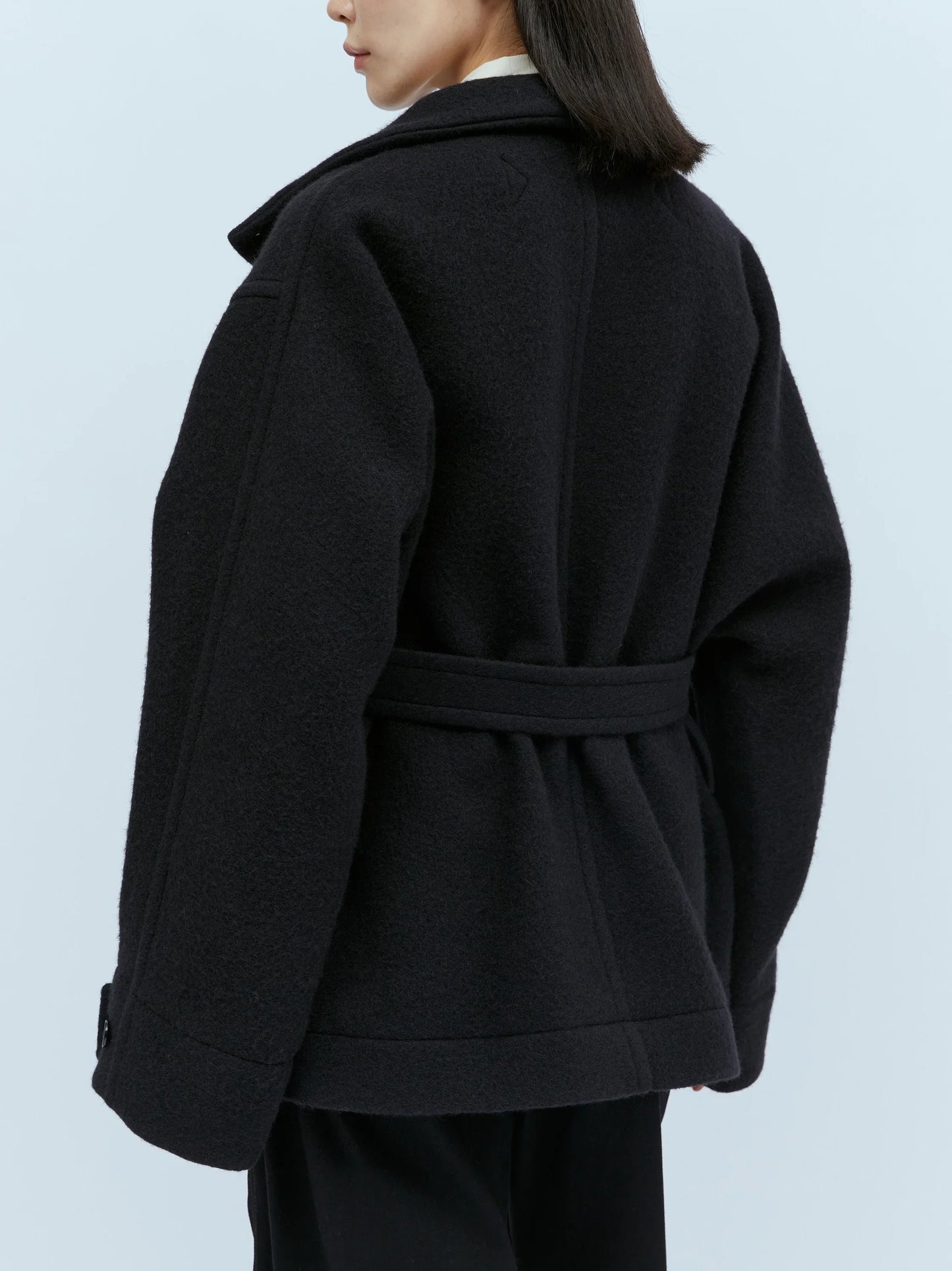 Short Wool Duffle Coat in Black - Coats
