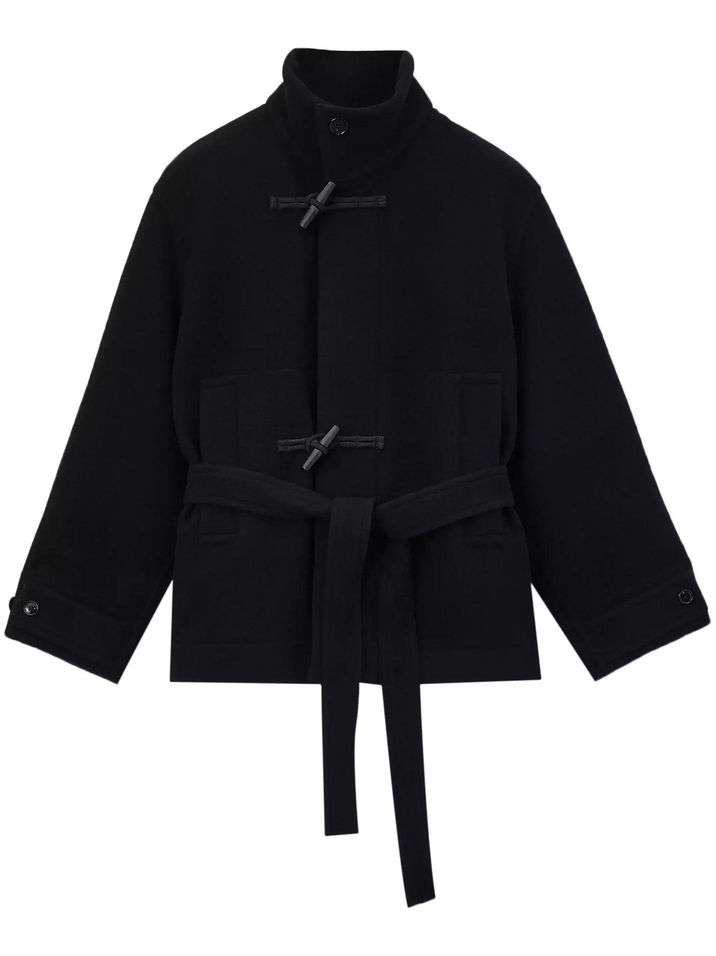 Short Wool Duffle Coat in Black - Coats