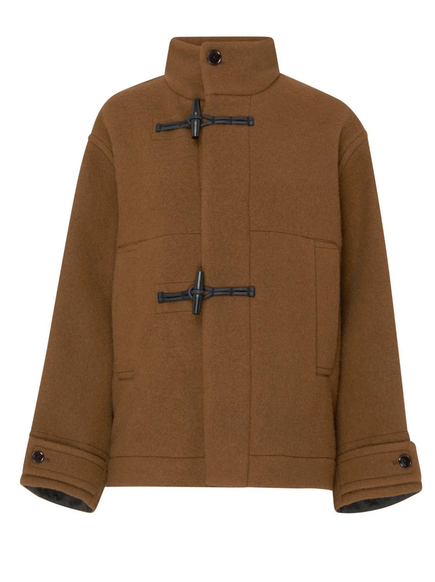 Short Wool Duffle Coat in Camel - Coats
