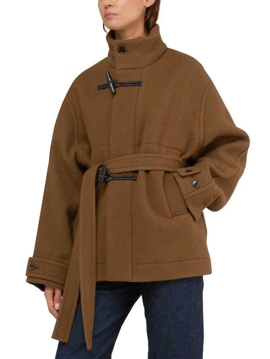 Short Wool Duffle Coat in Camel - Coats