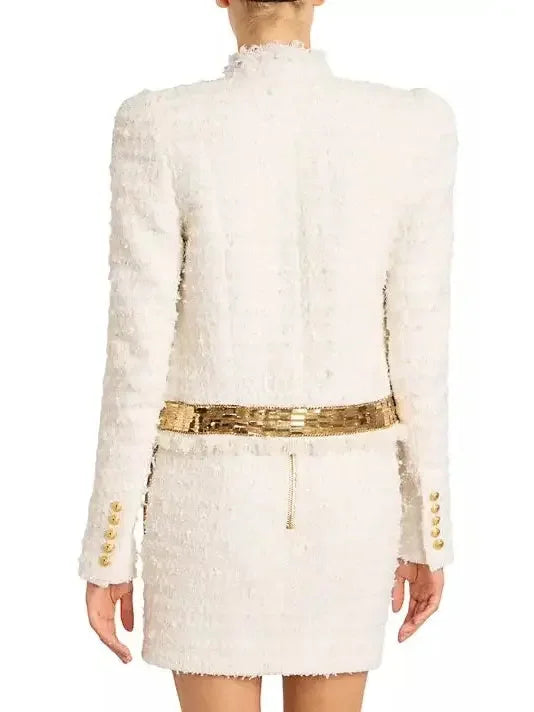 Side-To-Side Sequin & Tweed Jacket - Jackets