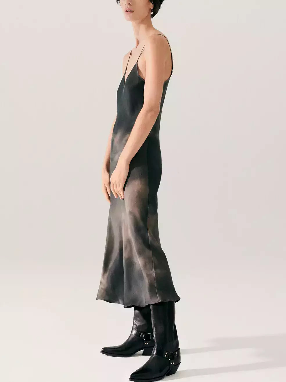 Silk Sand-Washed Midi Slip Dress featuring vibrant tie-dye design for a stylish look