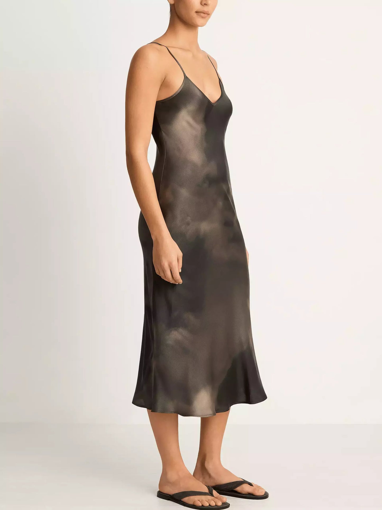 Silk Sand-Washed Midi Slip Dress featuring a vibrant tie-dye design
