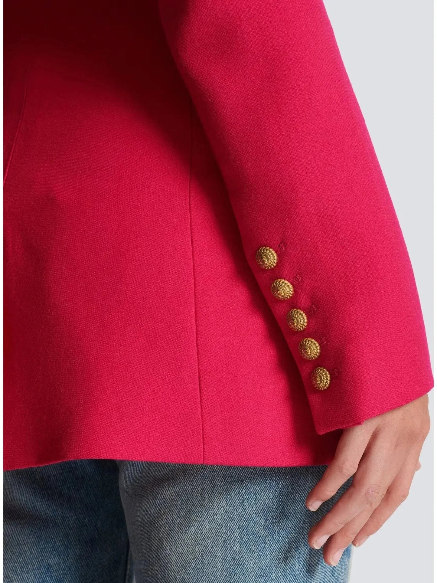 Single-Breasted Cinched Waist Jacket in Pink - Jackets