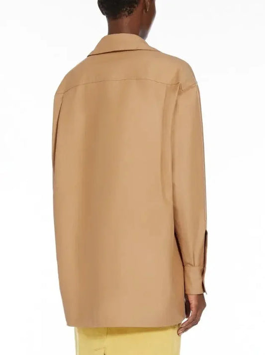 Split-Neck Canvas Blouse - Tops