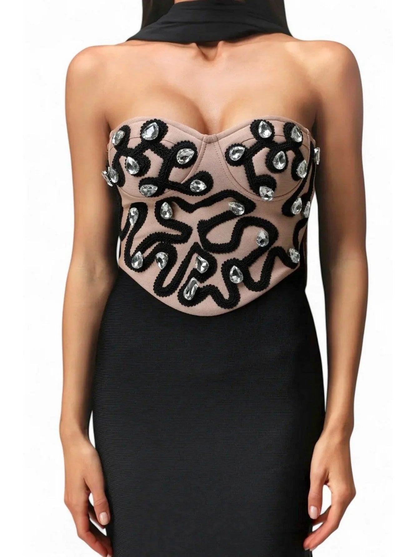 Strapless Embellished Bodycon Maxi Dress - Dresses