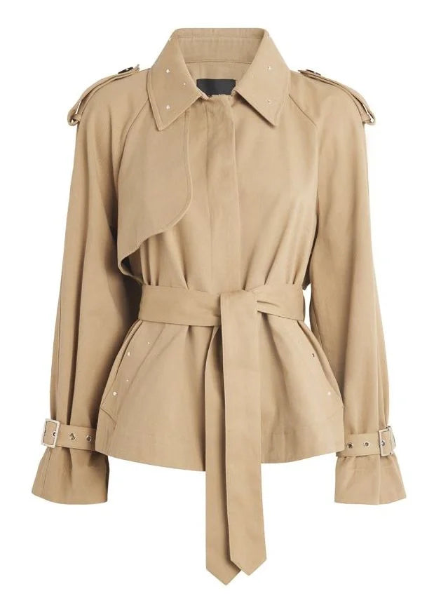 Studded Cotton Trench Jacket - Jackets