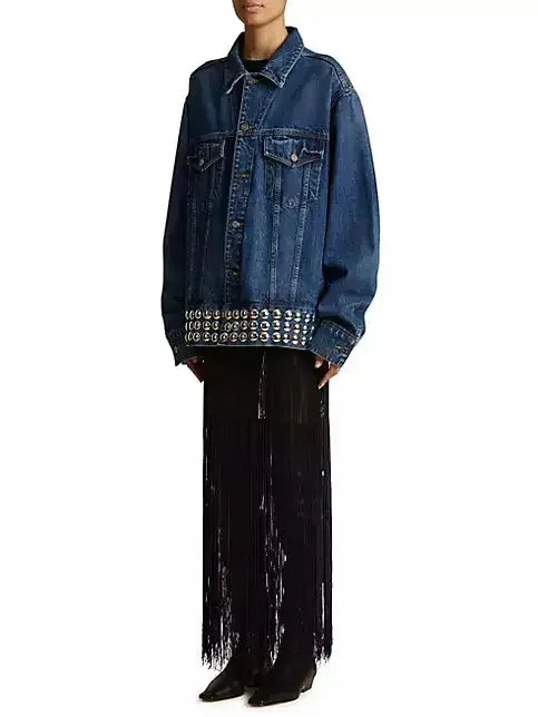 Studded-Hem Denim Jacket - Jackets
