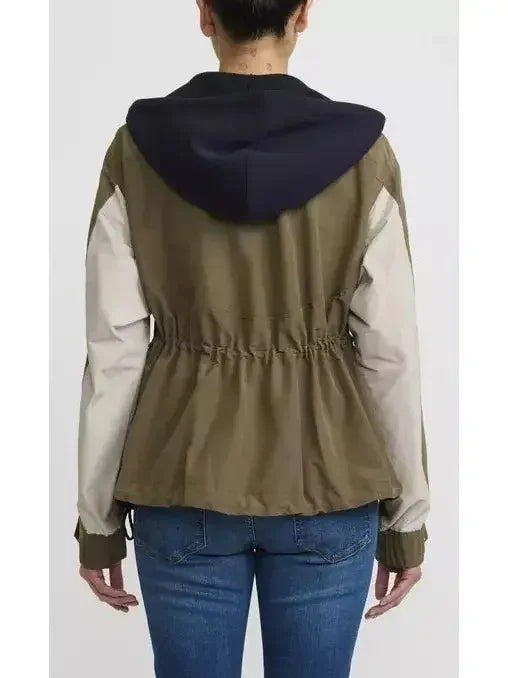 Sweatshirt & Grosgrain Hoodie in Navy and Khaki - Tops