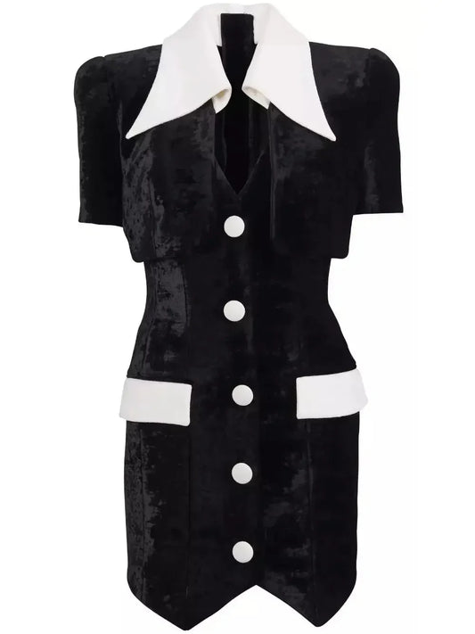 Tailored Velvet Mini Dress - Dresses
