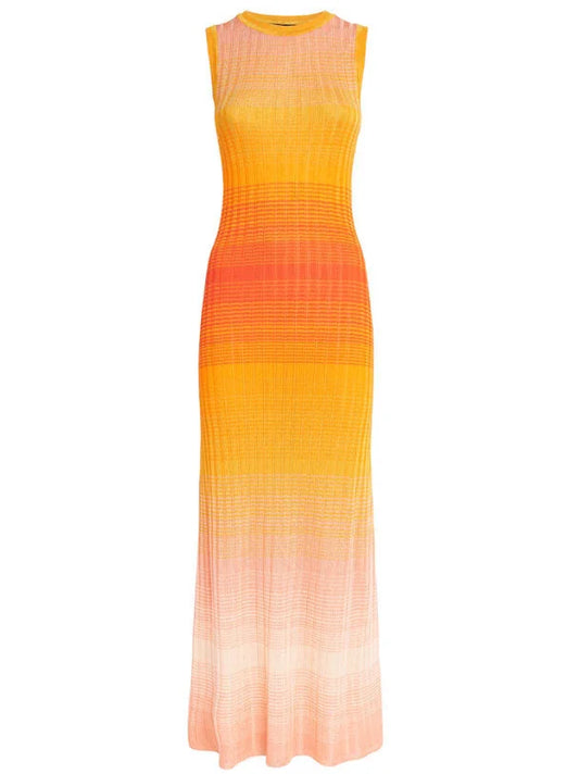 Tie-Dye Effect Knit Sleeveless Maxi Dress - Dresses